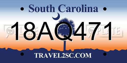 18AQ471 South Carolina License Plate