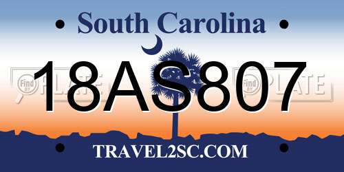 18AS807 South Carolina License Plate