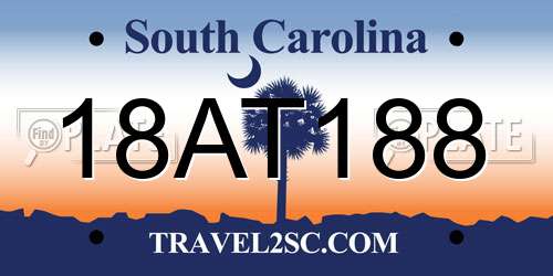 18AT188 South Carolina License Plate