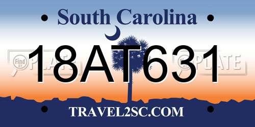 18AT631 South Carolina License Plate