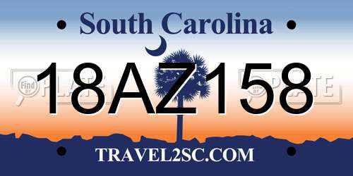 18AZ158 South Carolina License Plate