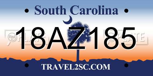 18AZ185 South Carolina License Plate