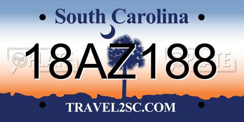 18AZ188 South Carolina License Plate