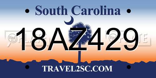 18AZ429 South Carolina License Plate