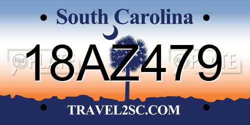 18AZ479 South Carolina License Plate