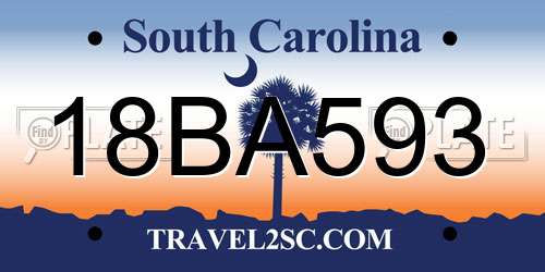 18BA593 South Carolina License Plate