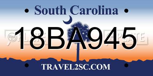 18BA945 South Carolina License Plate