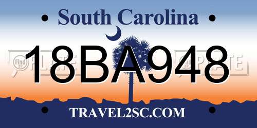 18BA948 South Carolina License Plate