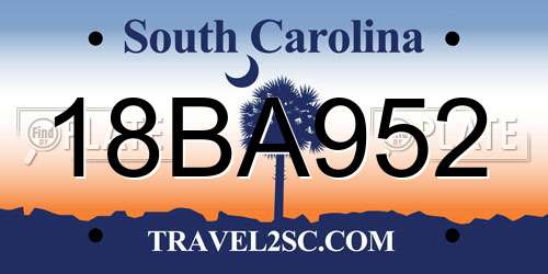 18BA952 South Carolina License Plate