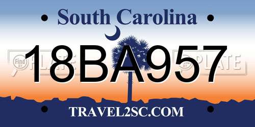 18BA957 South Carolina License Plate