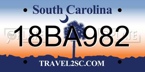 18BA982 South Carolina License Plate
