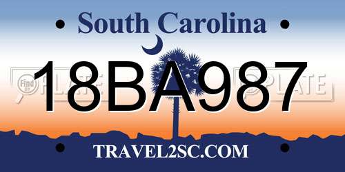 18BA987 South Carolina License Plate