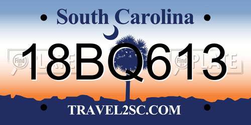 18BQ613 South Carolina License Plate