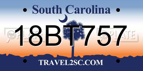 18BT757 South Carolina License Plate
