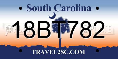 18BT782 South Carolina License Plate