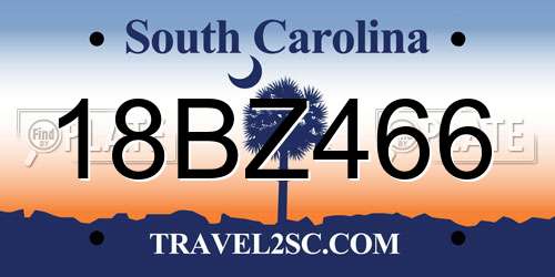 18BZ466 South Carolina License Plate