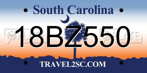 18BZ550 South Carolina License Plate