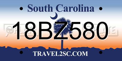 18BZ580 South Carolina License Plate