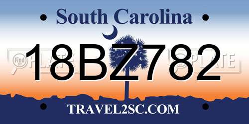 18BZ782 South Carolina License Plate