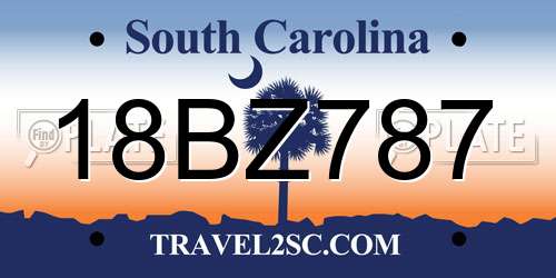 18BZ787 South Carolina License Plate
