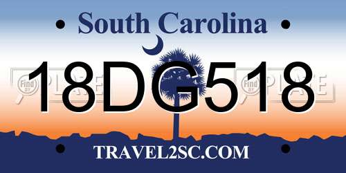 18DG518 South Carolina License Plate