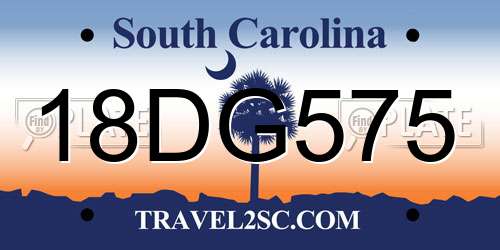 18DG575 South Carolina License Plate