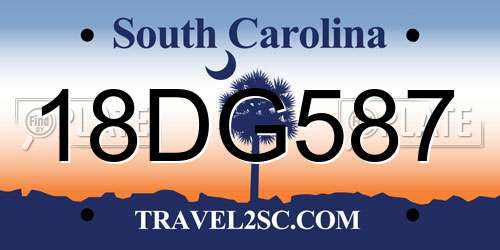 18DG587 South Carolina License Plate