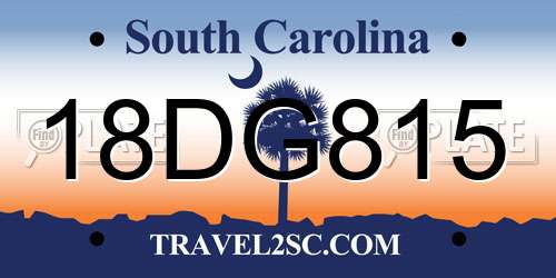 18DG815 South Carolina License Plate