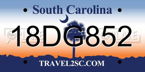 18DG852 South Carolina License Plate