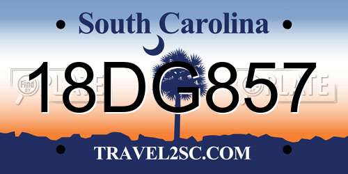 18DG857 South Carolina License Plate