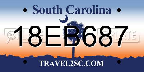 18EB687 South Carolina License Plate