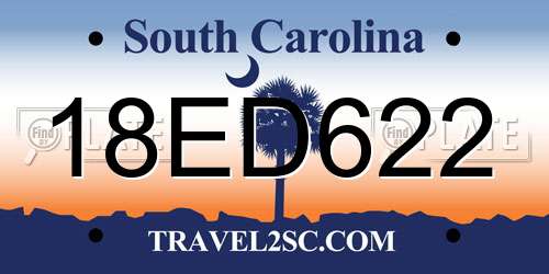 18ED622 South Carolina License Plate