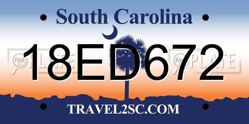 18ED672 South Carolina License Plate