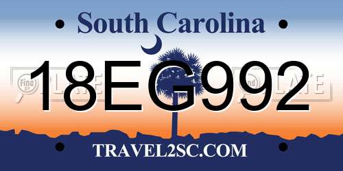 18EG992 South Carolina License Plate