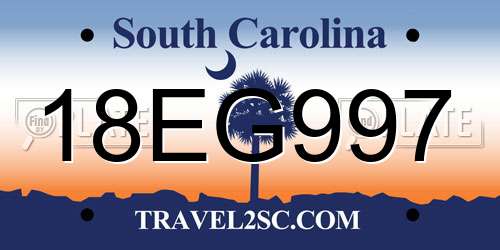 18EG997 South Carolina License Plate