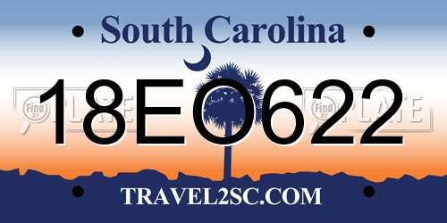 18EO622 South Carolina License Plate