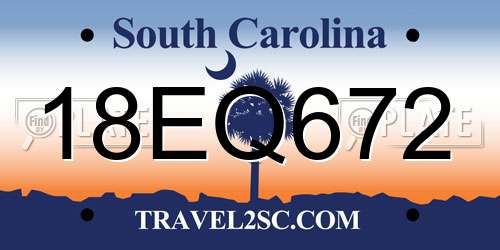 18EQ672 South Carolina License Plate