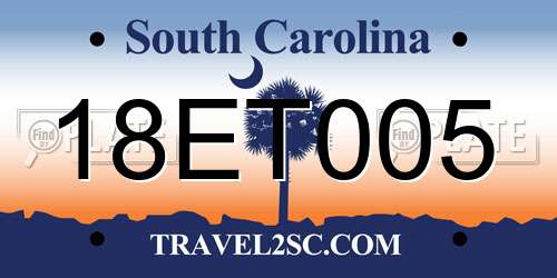 18ET005 South Carolina License Plate