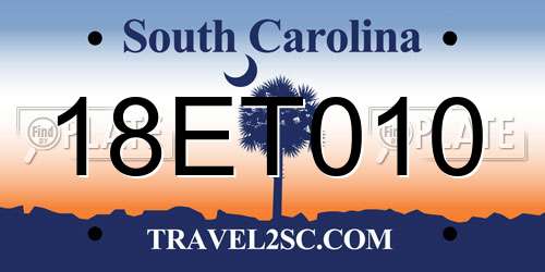 18ET010 South Carolina License Plate
