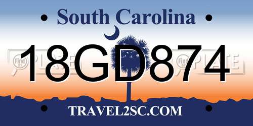 18GD874 South Carolina License Plate