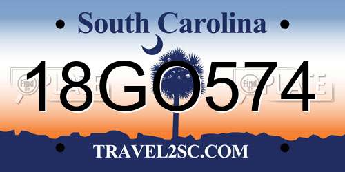 18GO574 South Carolina License Plate