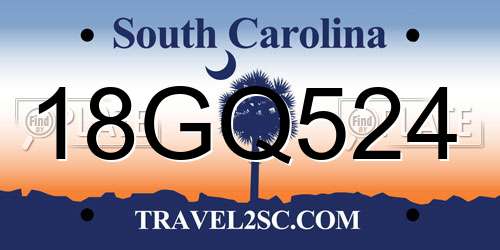 18GQ524 South Carolina License Plate