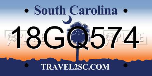 18GQ574 South Carolina License Plate
