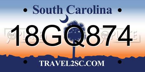 18GQ874 South Carolina License Plate