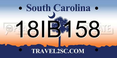 18IB158 South Carolina License Plate
