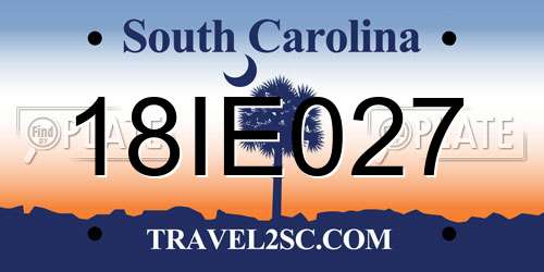18IE027 South Carolina License Plate