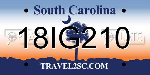 18IG210 South Carolina License Plate