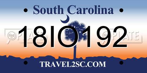 18IO192 South Carolina License Plate