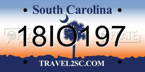 18IO197 South Carolina License Plate