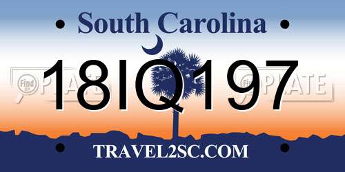 18IQ197 South Carolina License Plate